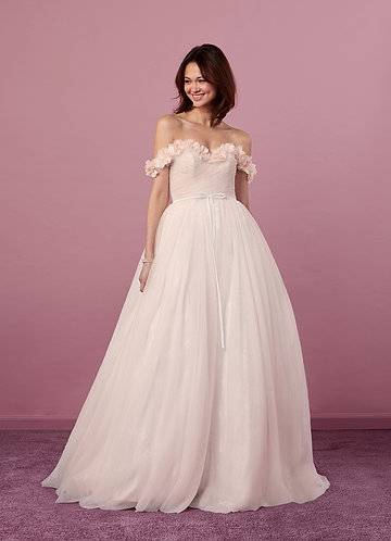 Barbie ♥ Azazie Wedding Dresses A-Line Off the Shoulder Tulle Sweep Train Dress image1