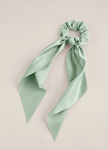 front Matching Color Matte Satin Hair Scarf Scrunchie