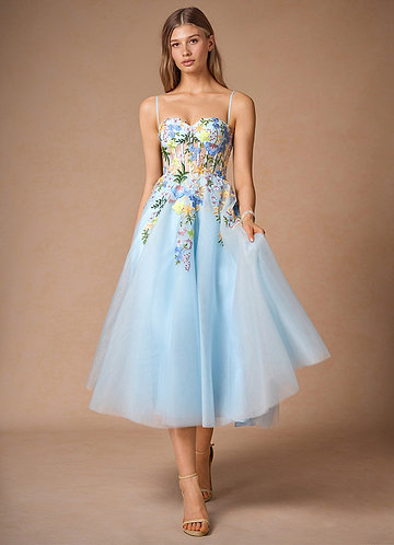 Iverine Sky Blue Multi Midi Dress image1