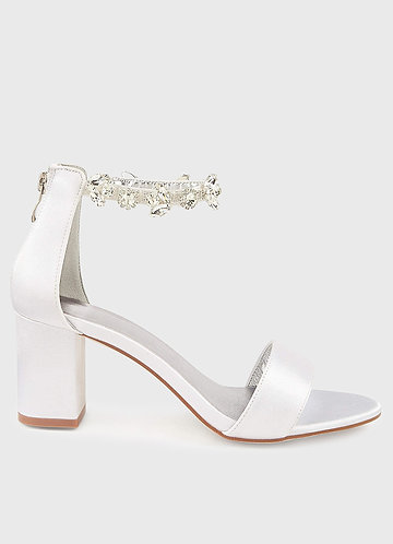 front Crystal Ankle Strap Block Heel Sandals
