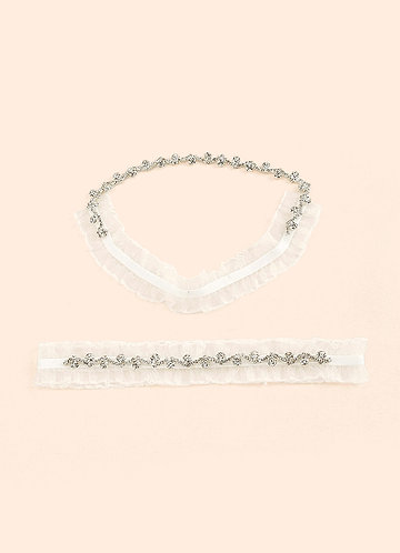 front Crystal and Ruffle Two-Piece Garter Set
