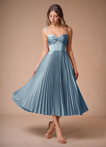 Léna Powder Blue Pleated Midi Dress image1