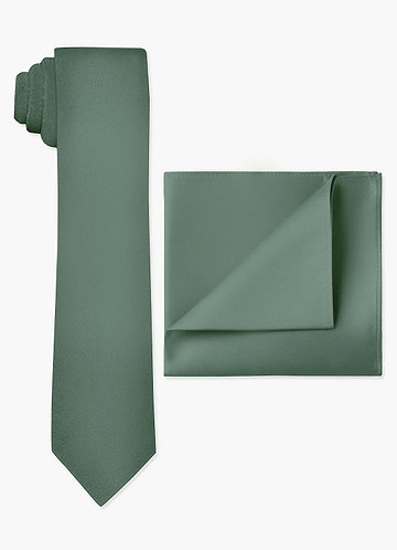 front Matte Satin Skinny Tie and Pocket Square Set