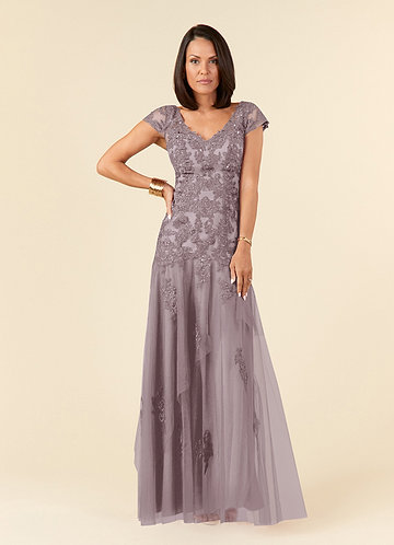 Azazie Romy Mother of the Brides Dresses Dusk Mermaid V-Neck Sequins Tulle Dress image1