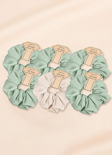 front Matching Color Six-Piece Mixed Color Bridesmaid Stretch Satin Over Size Scrunchie Set