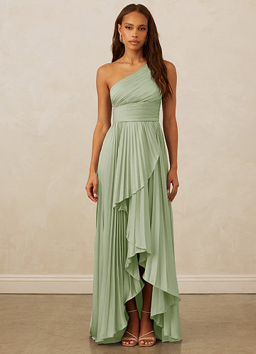 Christian Siriano Bridal for Azazie 1008 Bridesmaid Dresses Pleated One Shoulder Stretch Satin A-line Dress image1