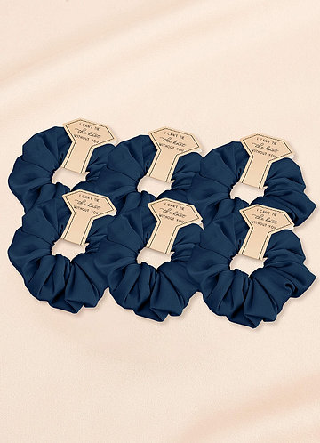 front Matching Color Six-Piece Bridesmaid Stretch Satin Over Size Scrunchie Set