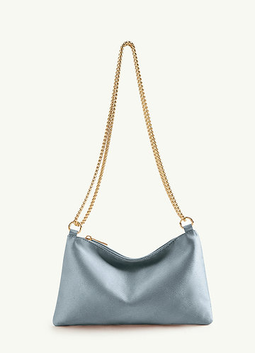 front Matching Color Metallic Satin Adjustable Shoulder Bag