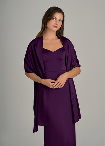 front Azazie Matching Color Ireland Stretch Satin Shawl