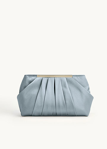front Matching Color Metallic Satin Pleated Clutch