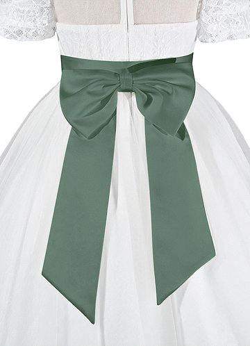front Matching Color Matte Satin Sash with Back Bow
