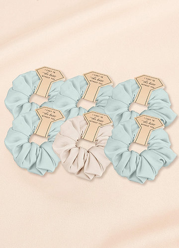 front Matching Color Six-Piece Mixed Color Bridesmaid Stretch Satin Over Size Scrunchie Set