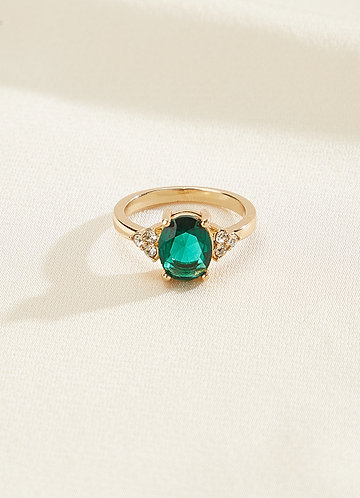 front Emerald and Crystal Ring