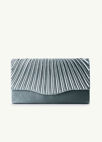 front Matching Color Pleated Metallic Satin Envelope Clutch