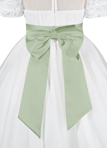 front Matching Color Matte Satin Sash with Back Bow