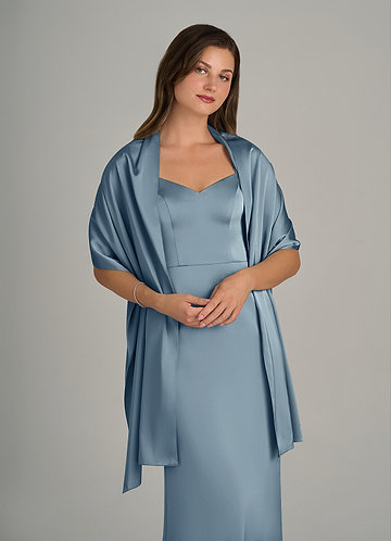front Azazie Matching Color Ireland Stretch Satin Shawl