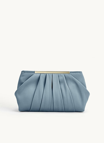 front Matching Color Stretch Satin Pleated Clutch