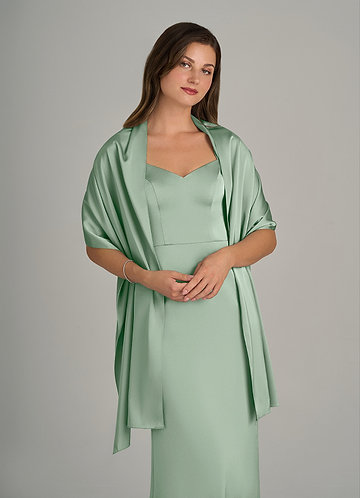 front Azazie Matching Color Ireland Stretch Satin Shawl