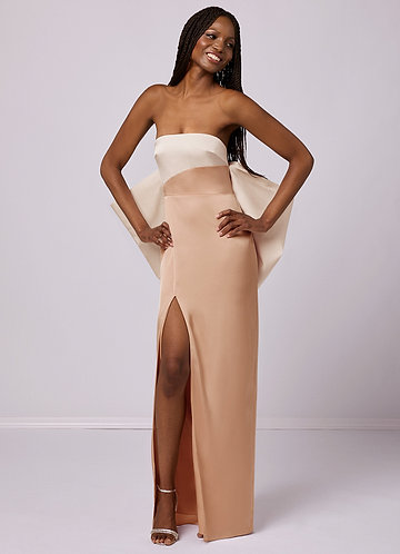 Barbie ♥ Azazie Bridesmaid Dresses Sheath Strapless Stretch Satin Floor-Length Dress image1