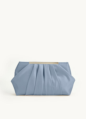 front Matching Color Matte Satin Pleated Clutch