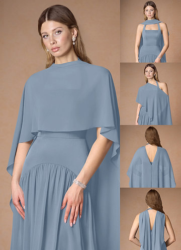 front Azazie Matching Color Chiffon Multiway Cape