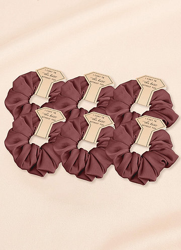 front Matching Color Six-Piece Bridesmaid Stretch Satin Over Size Scrunchie Set