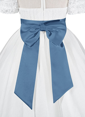 front Matching Color Matte Satin Sash with Back Bow