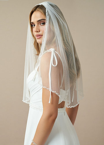 front Sheena Beads Elbow Length Veil