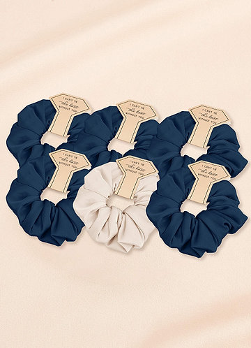 front Matching Color Six-Piece Mixed Color Bridesmaid Stretch Satin Over Size Scrunchie Set